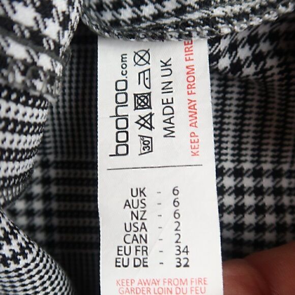 BOOHOO BLACK & WHITE CHEKERED PLAID OFFICE WORK BUSINESS PANTS SIZE 2 TALL - Picture 3 of 6